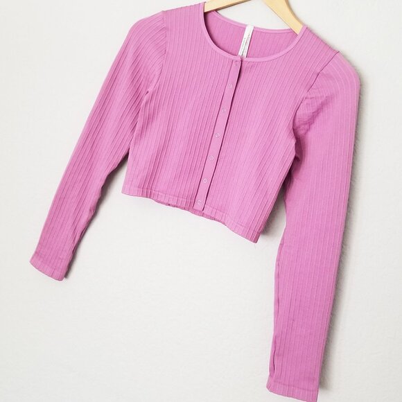 By Anthropologie Seamless Long Sleeves Snap Front Crop Top Cardigan Size XXS/XS - Picture 15 of 16